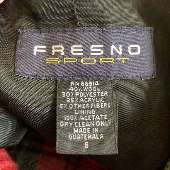 Vtg 90s Fresno Sport red & black plaid wool short jacket - Picture 8 of 8